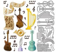 GLOBLELAND Musical Instruments Sheet Cutting Dies for Card Making Music Notes Guitar Violin Die Cuts Ukulele Harp Metal Die Cut Dies for DIY Scrapbooking Embossing Photo Album Craft Decor