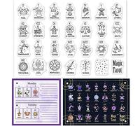 GLOBLELAND Mystic Tarot Pattern Silicone Clear Rubber Stamp Magic Transparent Fantasy Diary for Scrapbook Journal Card Making 4.3 x 6.3 Inch