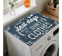 GLOBLELAND Navy Blue Retro Washer Dryer Dust Cover Mat 23.6x19.7inch Blessingst Text Washing Machine Top Protector Pads Beautiful Times Non Slip Washing Dust Top Covers for Laundry Room Placemat