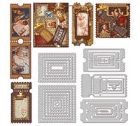 GLOBLELAND Nested Stitched Tickets Frame Cutting Dies for DIY Scrapbooking Metal Cut Dies Postage Stamp Border Die Cuts for Card Making Embossing