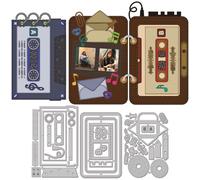 GLOBLELAND Old Fashioned Music Tape Page Cutting Dies for DIY Scrapbooking Metal Reinforcement Hole Cut Dies Film Envelope Die Cuts for Card Making Embossing