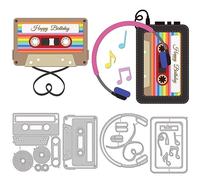 GLOBLELAND Old Fashioned Tape Cutting Dies for Card Making Headphones Carbon Steel Embossing Stencils Template for Decorative Embossing Paper Card DIY Scrapbooking Album Craft