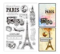 GLOBLELAND Paris Travel Clear Stamps Paris Tower Silicone Clear Stamp Bell Tower Transparent Stamps for DIY Scrapbooking and Cards Making Photo Album Journal 6.3x4.33inch