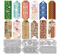 GLOBLELAND Patterned Bookmark Cutting Dies Various Flowers Vines Borders Die Cuts Book Mark Frames Metal Cut Dies Template for Card Making Decoration DIY Scrapbooking Album Craft Decor