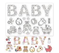 GLOBLELAND People Theme Clear Stamps Bib Stroller Bedbell Silicone Clear Stamp Seals for Cards Making DIY Scrapbooking Photo Journal Album Decor Craft