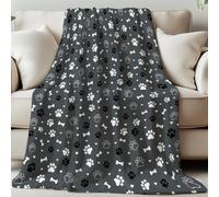 GLOBLELAND Pet Paw Prints Throw Blanket 59x51 inch Love Hearts & Bones