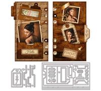 GLOBLELAND Plan Folder Pages Cutting Dies for DIY Scrapbooking Stitched Pocket Tag Label Metal Cutting Dies Journals Planners Die Cuts Template for Paper Card Making Craft Decoration Album