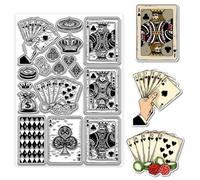 GLOBLELAND Playing Cards Clear Stamps for Scrapbooking 210 * 148mm Dice Pattern Silicone Stamps Queen King Transparent Stamp for Card Making DIY Embossing Journaling
