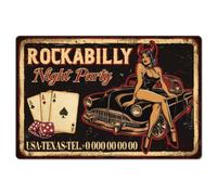 GLOBLELAND "Poker Night Party" Tin Sign Car Lady Metal Tin Sign Metal Vintage Sign 12×8inch Funny Wall Decor Tin Signs for Home Farm Bar Coffee Shop Club Decoration