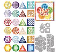 GLOBLELAND Polygonal Layered Card Background Cutting Dies for Card Making Hexagon Frames Die Cuts Triangle Square Borders Metal Die Cut Dies for DIY Scrapbooking Embossing Photo Album Decor
