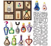 GLOBLELAND Potion Bottle Shaker Cutting Dies Tags Skeleton Metal Die Cuts Bat Gem Moon Cutting Embossing Templates for Scrapbooking Crafts Paper Cards Making