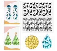 GLOBLELAND Puppy Silicone Clay Texture Sheet 5.5x5.5inch Dog Paw Bone Silicone Texture Stamp Sheets Animal Clear Clay Silicone Texture Sheets DIY Clay Texture Mat for Clay Pottery Jewelry Making