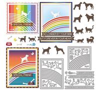 GLOBLELAND Rainbow Bridge Cutting Dies Cat Dog Metal Die Cuts Background Frame Cutting Embossing Templates for Scrapbooking Crafts Paper Cards Making
