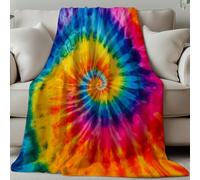 GLOBLELAND Rainbow Tie Dye Throw 59×51inch Colorful Soft Cozy Flannel Blanket Washable Fuzzy Throw Blanket for Home Office Room Bed Sofa Chair Gift Wedding Christmas Anniversary