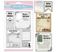 GLOBLELAND Reading Diary Clear Stamp for Scrapbooking Book Review Silicone Stamps Notes Cat Transparent Stamp for Card Making DIY Embossing Journaling