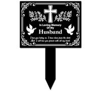 GLOBLELAND Rectangle Shaped Corner Border Bird Husband Garden Stake Memorial Remembrance Plaque Stake for Cemetery Acrylic Grave Stake Waterproof Sympathy Garden Stake for Yard Grave Cemetery