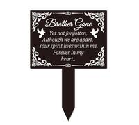 GLOBLELAND Rectangle Shaped Dove Vintage Border Brother Gone Acrylic Cemetery Plaque Stake 27.5x19cm/10.83x7.48inch Black Remembrance Garden Stake
