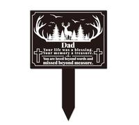 GLOBLELAND Rectangle Shaped Forest Deer Father Garden Stake Memorial Remembrance Plaque Stake for Cemetery Acrylic Grave Stake Waterproof Sympathy Garden Stake for Yard Grave Cemetery