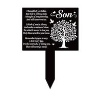 GLOBLELAND Rectangle Shaped Son Tree Garden Stake Tree Birds Memorial Remembrance Son Texts Plaque Acrylic Stake Heart Blessing Think of You Every Day Garden Plaque for Yard Grave Cemetery