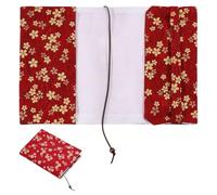 GLOBLELAND Red Book Cloth Covers for Paperback with Ribbon Golden Cherry Blossom Washable Soft Fabric A5 Cover for 8.6x5.5inch Books Adjustable Protector for Notebook Bible Novels Hardcover