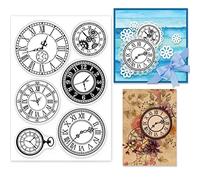 GLOBLELAND Retro Clocks Background Clear Stamps Vintage Clocks Gear Silicone Clear Stamp Seals for Cards Making DIY Scrapbooking Photo Journal Album Decoration