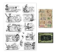 GLOBLELAND Retro Flower Calendar Background Clear Stamps Floral Words Silicone Clear Stamp Seals for Cards Making DIY Scrapbooking Photo Journal Album Decoration