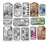 GLOBLELAND Retro Steampunk Label Clear Stamps for DIY Scrapbooking Vintage Label Tags Silicone Clear Stamp Seals Transparent Stamps for Cards Making Photo Album Journal Home Decoration