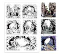 GLOBLELAND Rock Cave Clear Stamps for Cards Making Natural Caves Clear Stamp Seals Transparent Stamps for DIY Scrapbooking Photo Album Journal Home Decoration