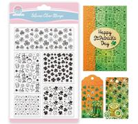 GLOBLELAND Saint Patrick's Day Background Clear Stamps for Cards Making Four-Leaf Clover Frame Transparent Stamp Gnome Border Silicone Stamps Seal for DIY Scrapbooking Photo Album Decor