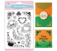 GLOBLELAND Saint Patrick's Day Borders Clear Stamps for Cards Making Hat Lucky Clover Corners Transparent Stamp Clover Frame Silicone Stamps Seal for DIY Scrapbooking Photo Album Decor
