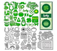GLOBLELAND Saint Patrick's Day Clover Cutting Dies for Card Making Horseshoe Boots Gnome Metal Die Cuts Gold Coin Die Cut Dies for DIY Embossing Scrapbooking Paper Crafts Decor