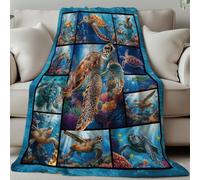 GLOBLELAND Sea Turtles Throw 59×51 inch Sea Ocean Animal Soft Cozy Flannel Blanket Washable Fuzzy Throw Blanket for Home Office Room Bed Sofa Chair Gift Women Man