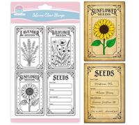 GLOBLELAND Seed Packet Clear Stamp for Scrapbooking Vintage Flowers Silicone Stamps Lavender Transparent Stamp for Card Making DIY Embossing Journaling