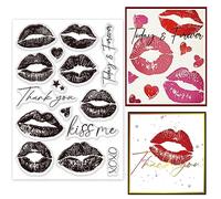 GLOBLELAND Sexy Lips Clear Stamp for Valentine's Day Love Text Silicone Clear Stamp Embossing Stencils Template for DIY Scrapbooking Cards Making Photo Album Decorative