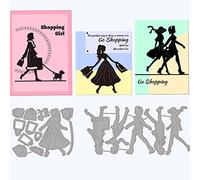 GLOBLELAND Shopping People Cutting Dies Metal Shopping Women Bags Embossing Stencils Die Cuts for Paper Card Making Decoration DIY Scrapbooking Album Craft Decor