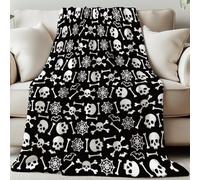GLOBLELAND Skeleton Bones Throw 59x51 inch Black and White Cozy Flannel Blanket Washable Fuzzy Throw Blanket for Couch Chair Sofa Bed Dorm Home Women Gift Wedding Christmas Anniversary