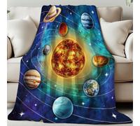 GLOBLELAND Solar System Throw For Women Men 59×51 inch Nine Planets Sun Earth Soft Cozy Flannel Blanket Washable Fuzzy Throw Blanket for Home Office Room Bed Sofa Chair Gift
