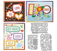 GLOBLELAND Speech Bubbles Frames Cutting Dies for Card Making Letters Numbers Symbols Die Cuts Alphanumeric Metal Die Cut Dies for DIY Scrapbooking Embossing Photo Album Craft Decor