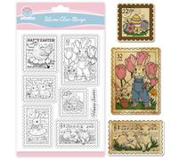 GLOBLELAND Spring Easter Stamp Clear Stamps for Card Making Easter Bunny Chicken Easter Eggs Sheep Silicone Clear Stamps Greetings Happy Easter Transparent Stamps Seal for DIY Scrapbooking Embossing