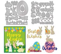 GLOBLELAND Spring Happy Easter Bunny Cutting Dies Metal Best Wishes Cutting Embossing Template Layered Easter Eggs Paper Die Cuts for Scrapbooking Card Making Crafts Paper Cards