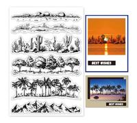 GLOBLELAND Spring Natural Corner Clear Stamps for Crafting Tree Mountain Silicone Clear Stamp Seals Scenery Transparent Stamps for DIY Scrapbooking Cards Making Photo Album Journal