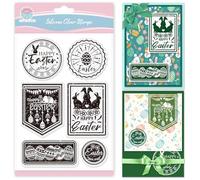 GLOBLELAND Spring Vintage Easter Eggs Postage Stamps Clear Stamps for Card Making Easter Rabbit Flower Silicone Clear Stamps Greetings Happy Easter Transparent Stamps Seal for DIY Scrapbooking