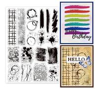 GLOBLELAND Stains Background Clear Stamps for DIY Scrapbooking Painting Brushes Silicone Clear Stamp Seals 21x14.8cm Transparent Stamps for Cards Making Photo Album Journal Home Decoration