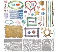 GLOBLELAND Stains Graffiti Frame Cutting Dies for Card Making Sewing Thread Buttons Die Cuts Ink Mark Fishing Net Metal Cut Dies Stencils for DIY Scrapbooking Border Embossing Photo Album Craft Decor