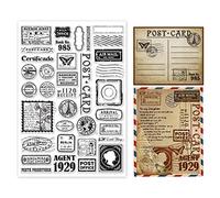 GLOBLELAND Stamp Postmark Postcard Clear Stamps for DIY Scrapbooking Big Size Silicone Clear Stamp Seals for Cards Making Photo Journal Album Decoration, 29.7x21cm/11.7x8.3inch
