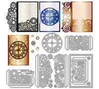 GLOBLELAND Steampunk Gear Invitation Cutting Dies Metal Party Invitation Frame Die Cuts Clock Corner Cutting Embossing Templates for Scrapbooking Crafts Paper Cards Making