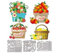 GLOBLELAND Strawberry Basket Cutting Dies for DIY Scrapbooking Metal Fruit Cut Dies Lemon Cherry Die Cuts for Card Making Embossing Photo Album Craft Decor
