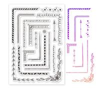 GLOBLELAND Streak Corner Theme Clear Stamps Flowers Leaves Silicone Transparent Stamp Seals for Cards Making DIY Scrapbooking Photo Journal Album Decor Craft