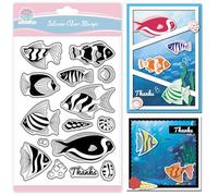 GLOBLELAND Summer Ocean Fish Clear Stamps for Scrapbooking Clownfish Conch Shells Silicone Stamps Ocean Animals Transparent Stamp for Card Making DIY Embossing Journaling