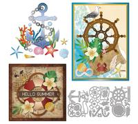 GLOBLELAND Summer Rudder Anchor Cutting Dies for Card Making Lifebuoy Seagull Metal Die Cuts Seashell Flower Cutting Dies Templates for Scrapbooking Journal Embossing Paper Craft Decor